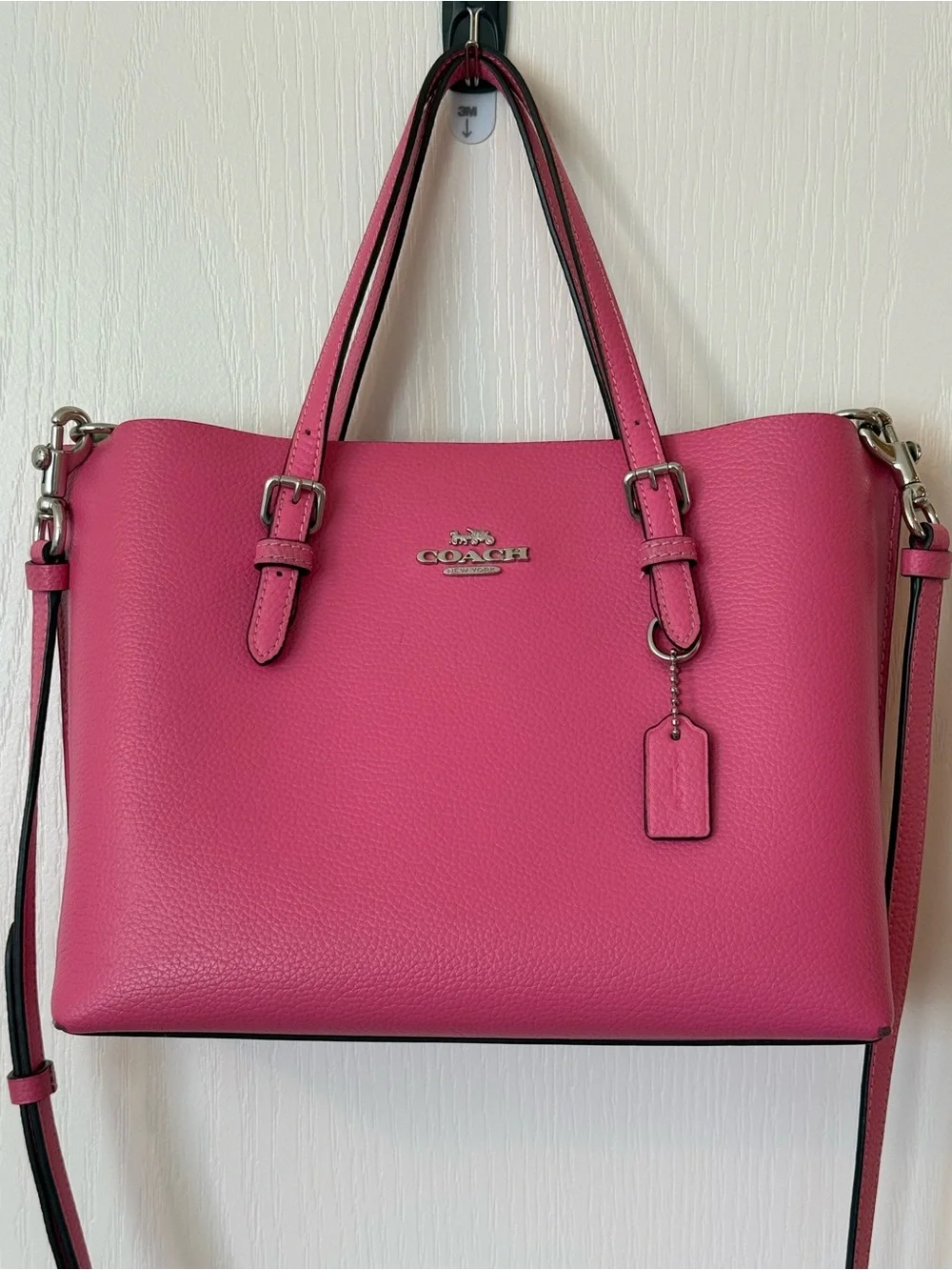 Coach Pink Leather Mollie Tote Purse with Crossbody Strap